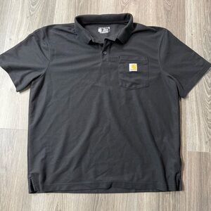 Carhartt Men's Black Pocket Polo Shirt Large Loose Fit Spring